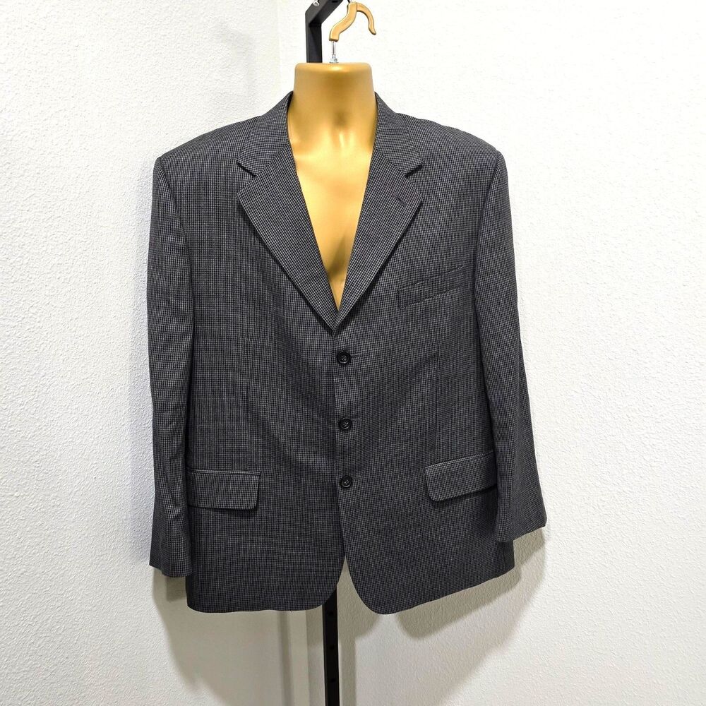 Nick Hilton Gray Wool Three Button Sport Coat 46R Classic Professional Timeless